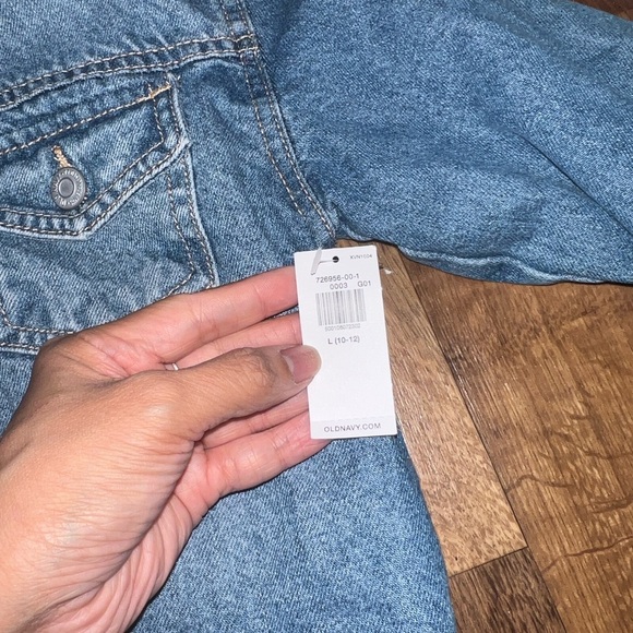 Old Navy Sherpa Lined Denim Jacket. NWT kids L 10-12 unisex - Picture 3 of 4